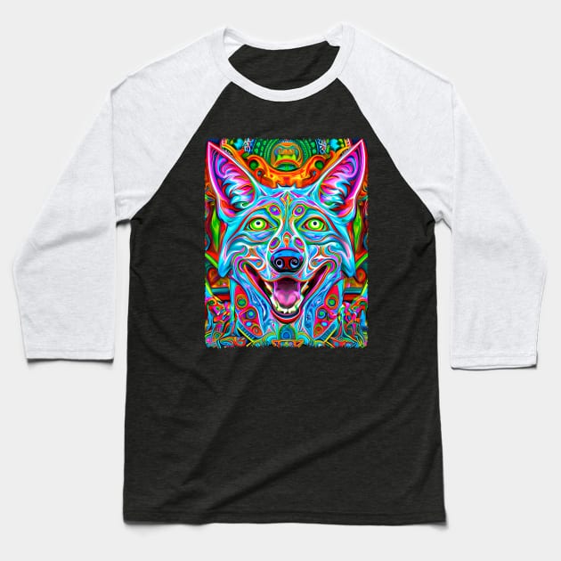 Coyote The Trickster (5.1) - Trippy Psychedelic Canine Baseball T-Shirt by TheThirdEye